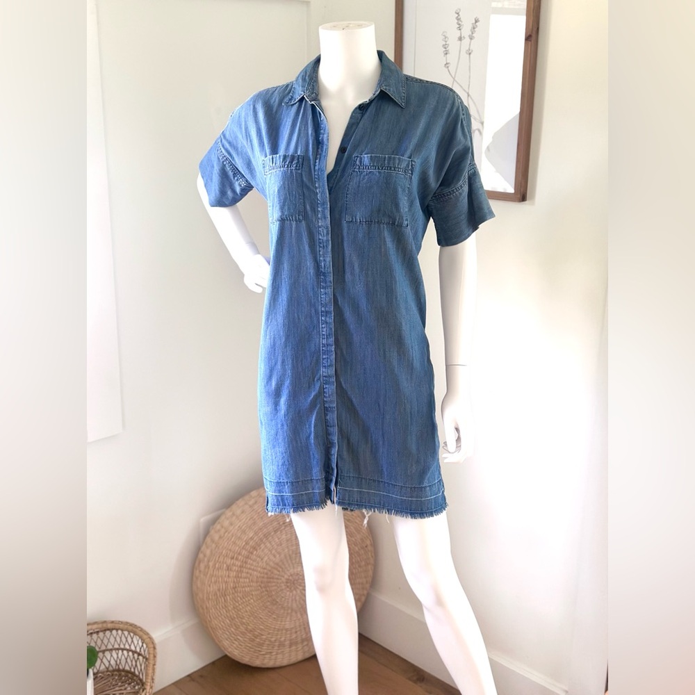 Madewell Denim Chambray Drop Hem Shirt Dress